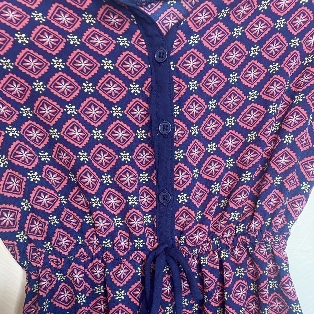 Band Of Gypsies Geometric Floral Print Girls Button Up Romper Size Medium - Picture 4 of 5